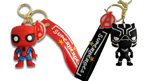 Spiderman and Black Panther Key Chains